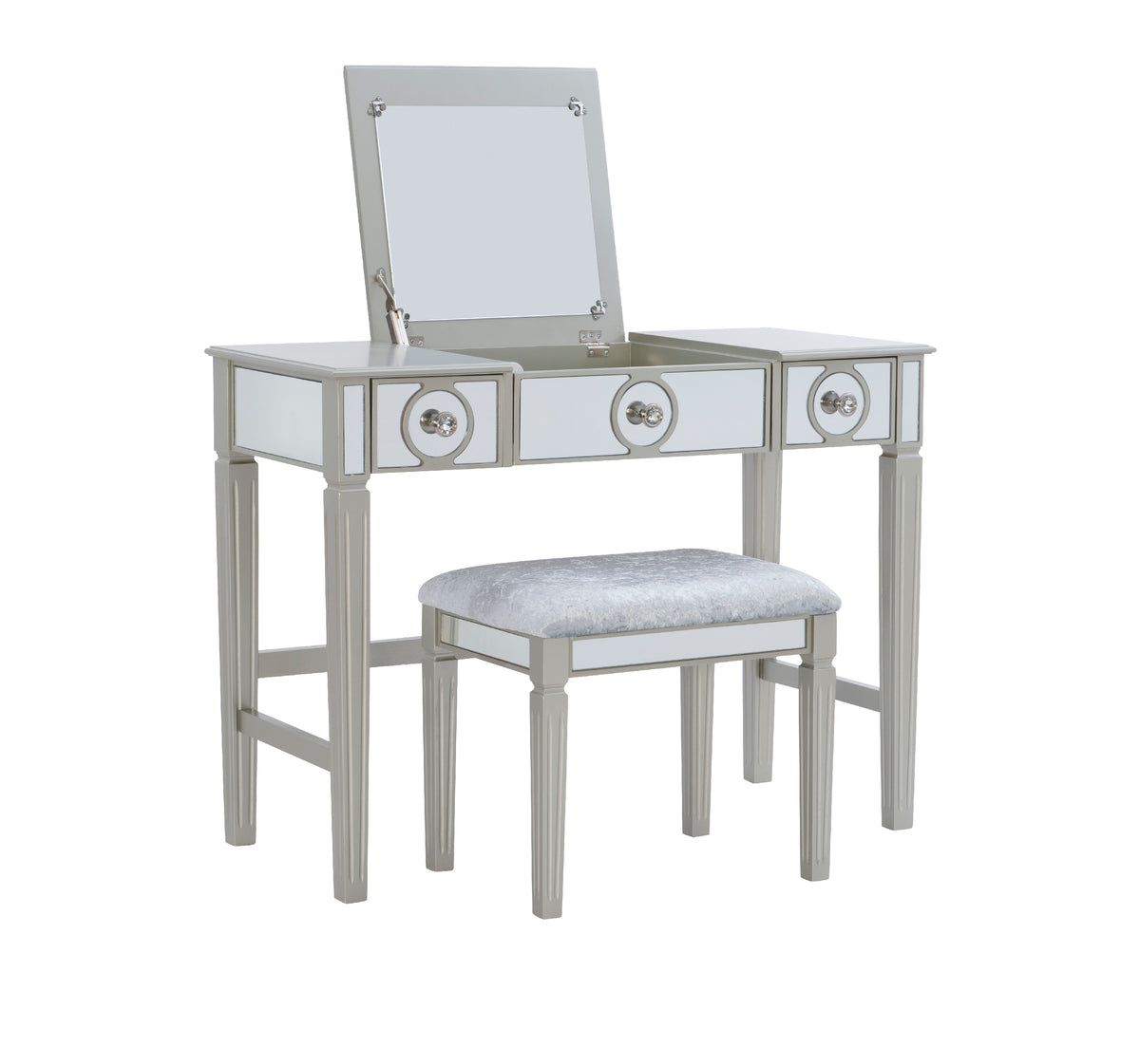 2-Piece Vanity Set with Flip-Top Mirror and Bench P4879