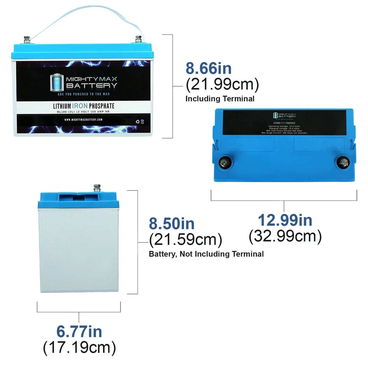 12V 100AH Lithium Replacement Battery 3 Pack G66351