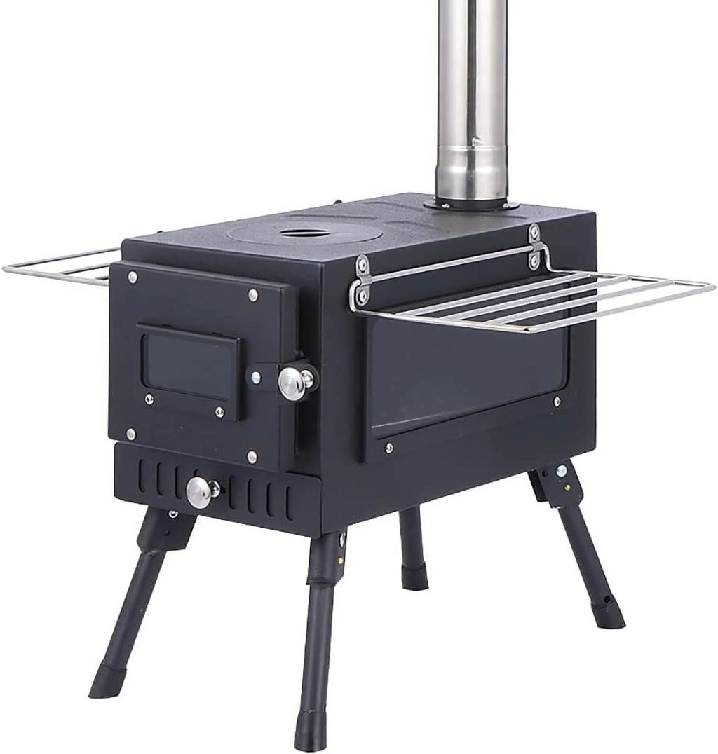Large Tent Wood Stove with Window and 6 Chimney Pipe X804