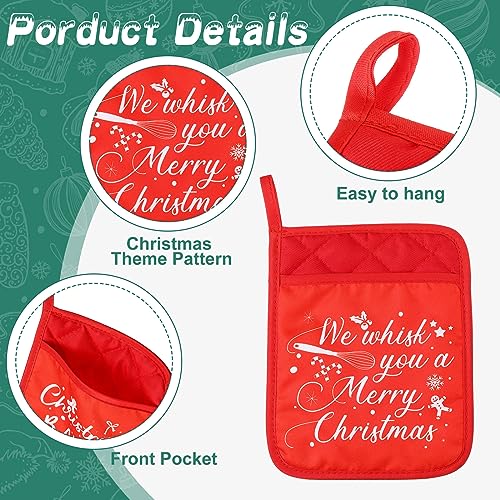 24 Piece Red Christmas Pot Holders with Pockets Oven Mitts H80294