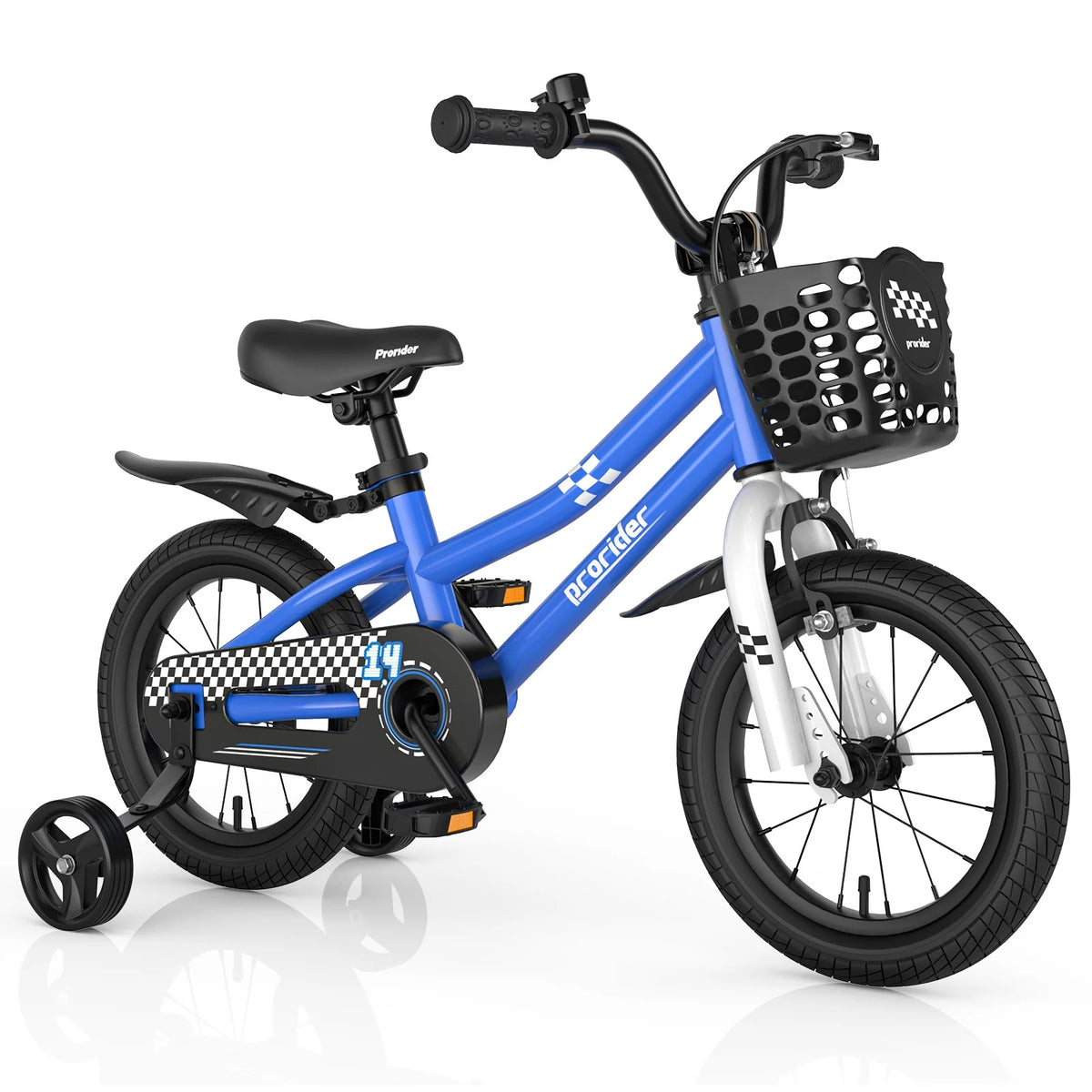 14'' Kid's Bike with Training Wheels & Basket White Y529103