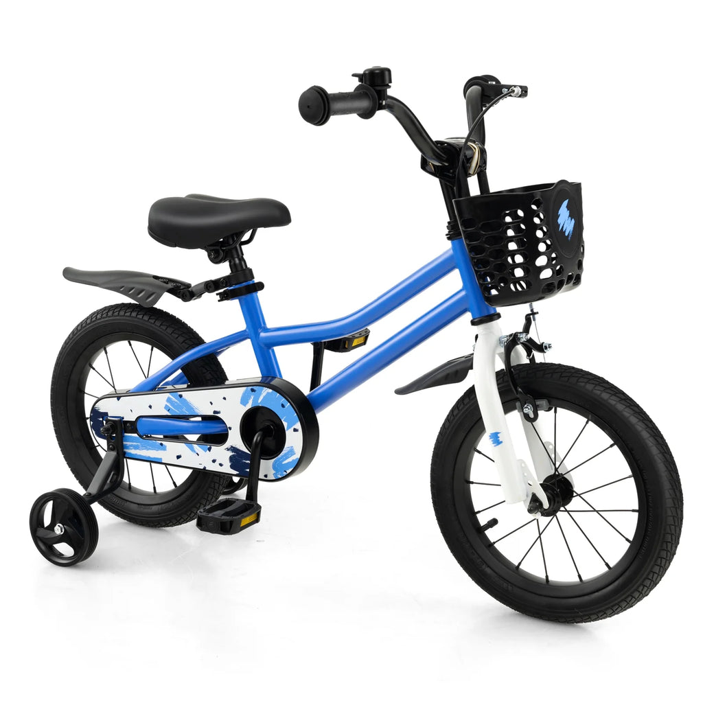 14'' Kid's Bike with Training Wheels & Basket White Y529103
