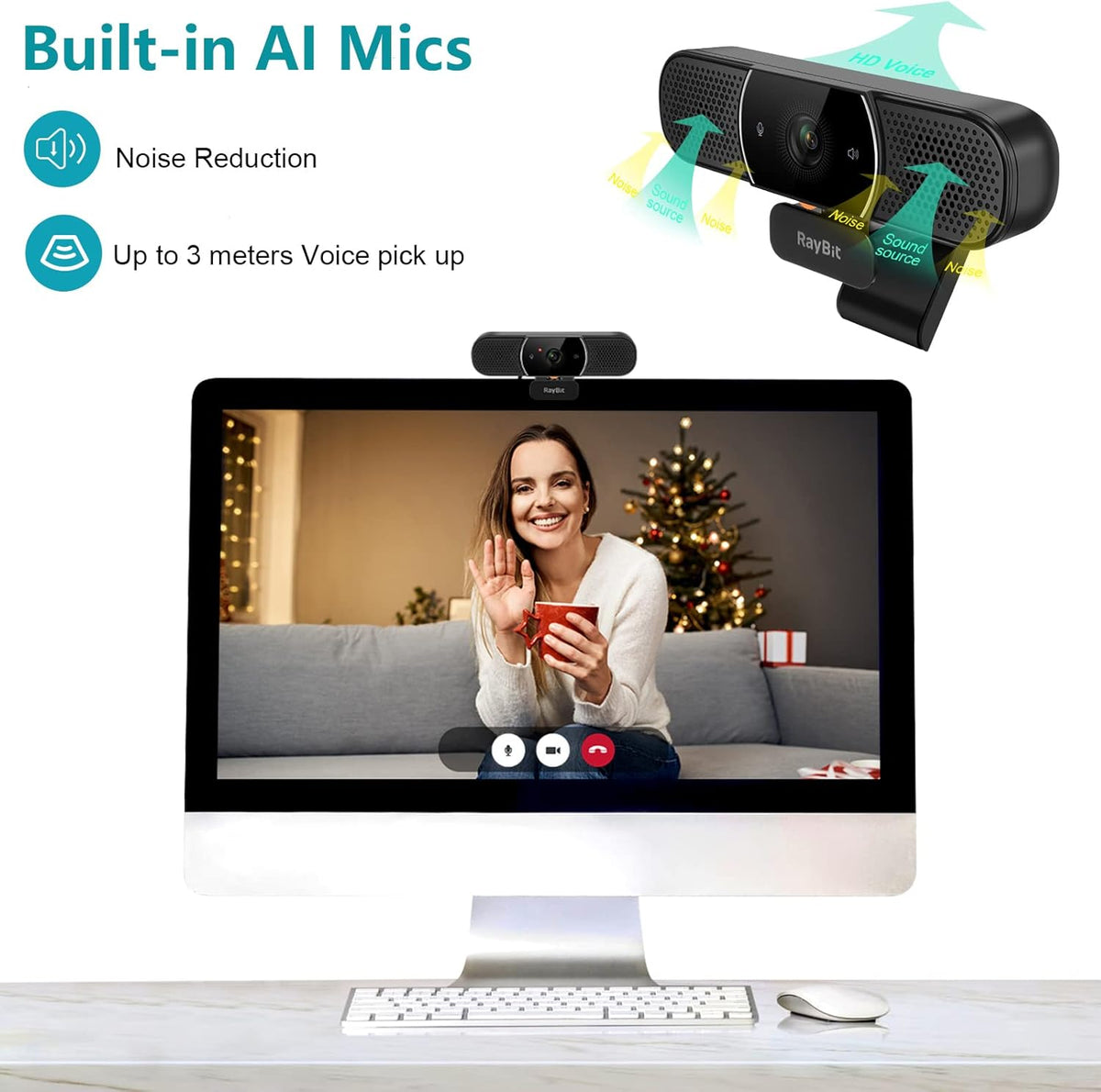 2 Pack Webcam with Microphone and Speaker Z38831