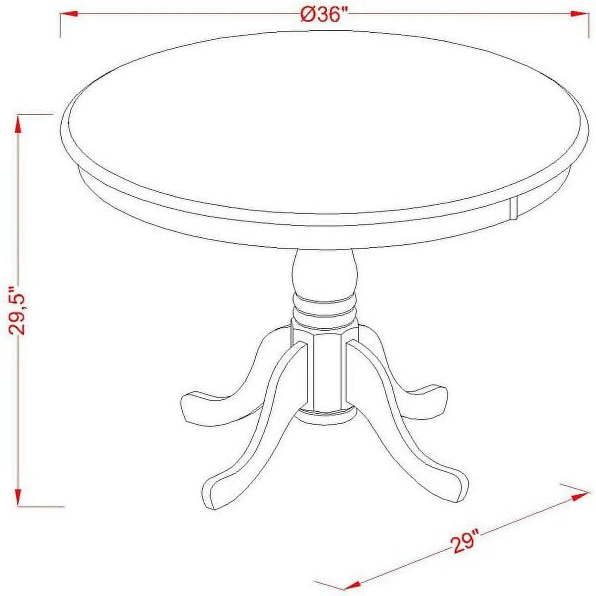 Round Kitchen Table with Pedestal and 2 Dining Chairs, 36X36 Inch, Linen White P409