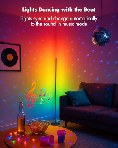 Corner Floor Lamp, Smart RGB LED Color Changing Standing Lamp R790