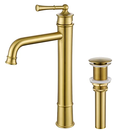 Polished Chrome Tall Single Handle Vessel Sink Faucet with Pop Up Drain D8894