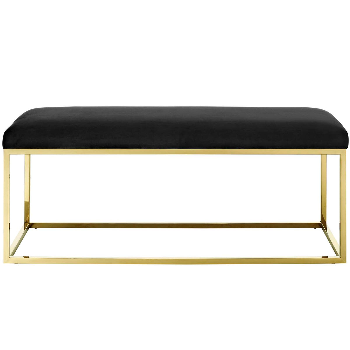 Gold Black Velvet Accent Chair Bench F5274