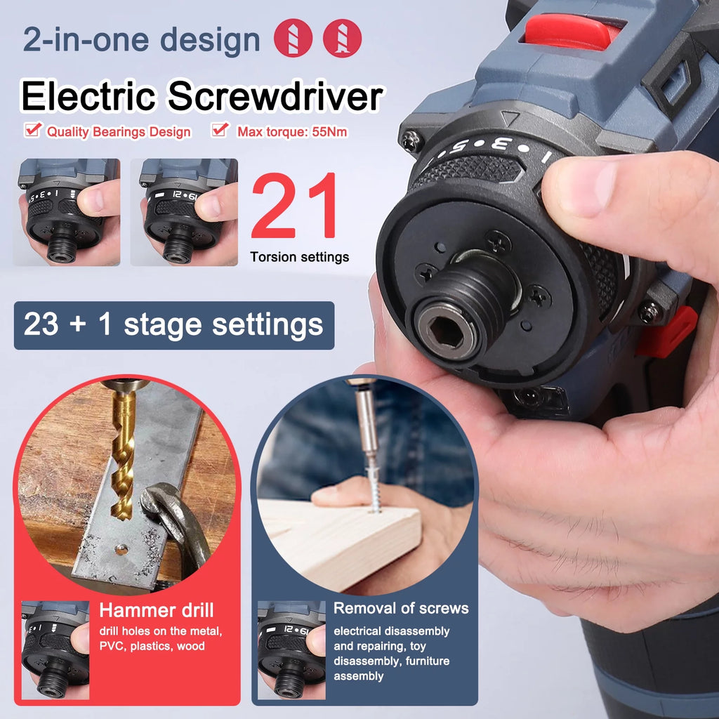 21V Brushless Motor Electric Screwdriver 55Nm Torque A886544