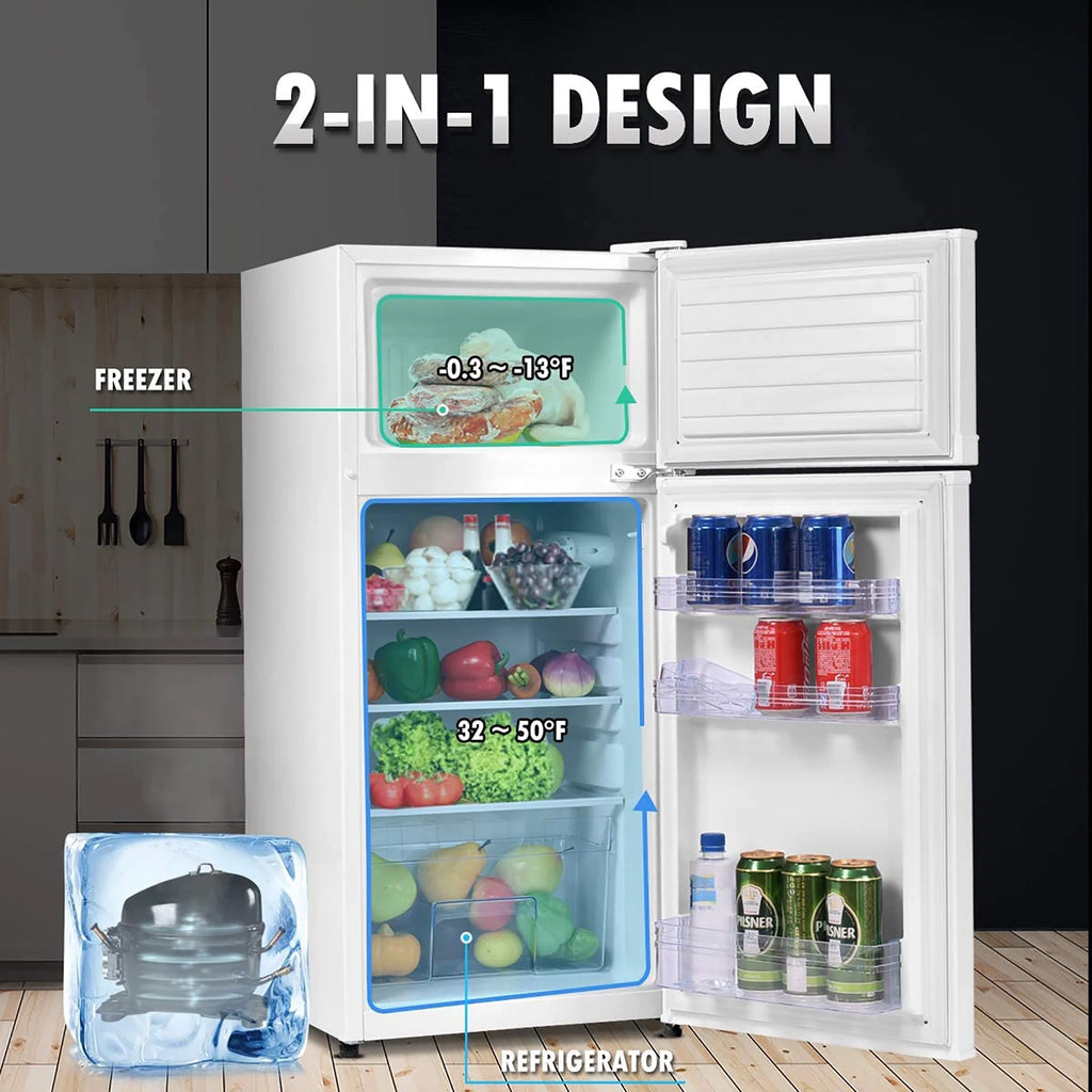 2 Doors 3.4 cu ft. Compact Mini Refrigerator Freezer A83244