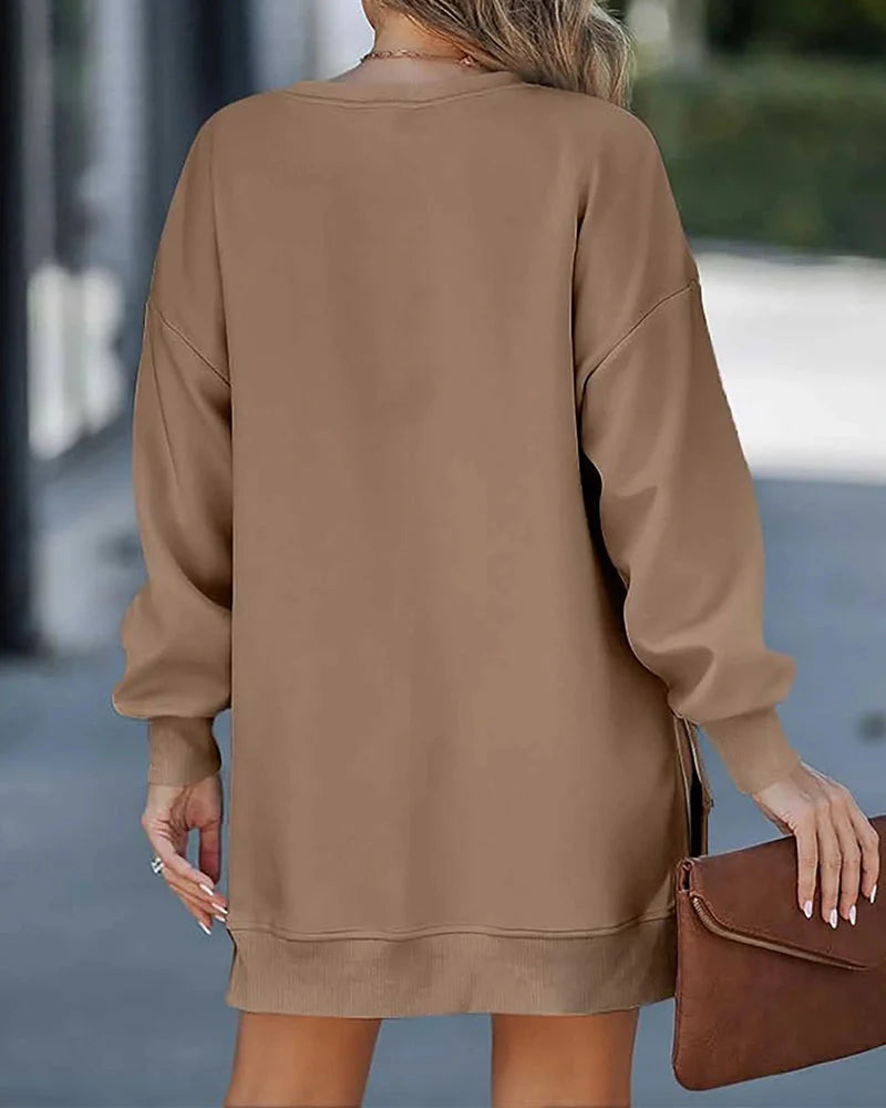 Long Sleeve Zipper Oversized Sweatshirt Q482029