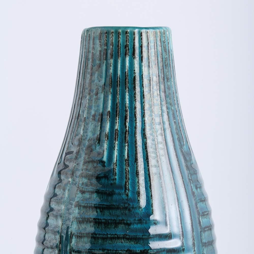 Teal Ceramic Vase Medium 13.8" H U101