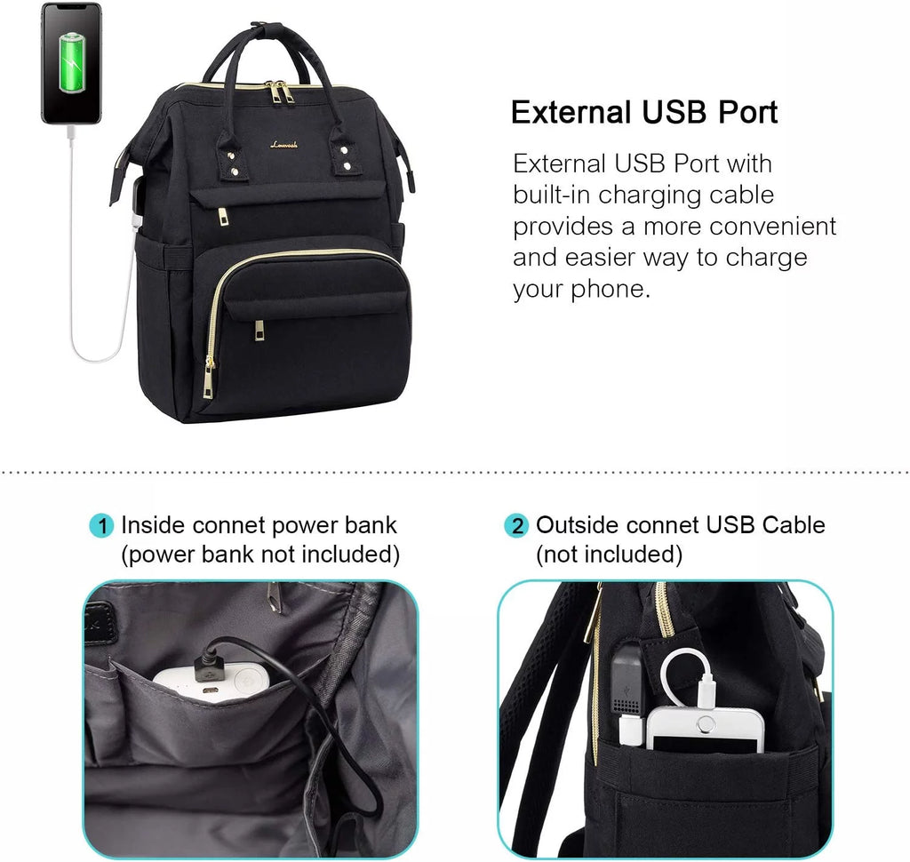 17" Waterproof Laptop Backpack with USB-Black O97326