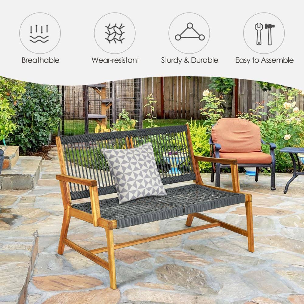 Grey Acacia Wood 2-Person Bench I7790