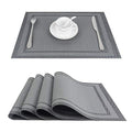 Set of 4 Grey Woven Vinyl Placemats G826427