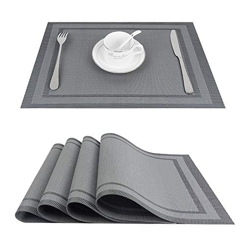 Set of 4 Grey Woven Vinyl Placemats G826427