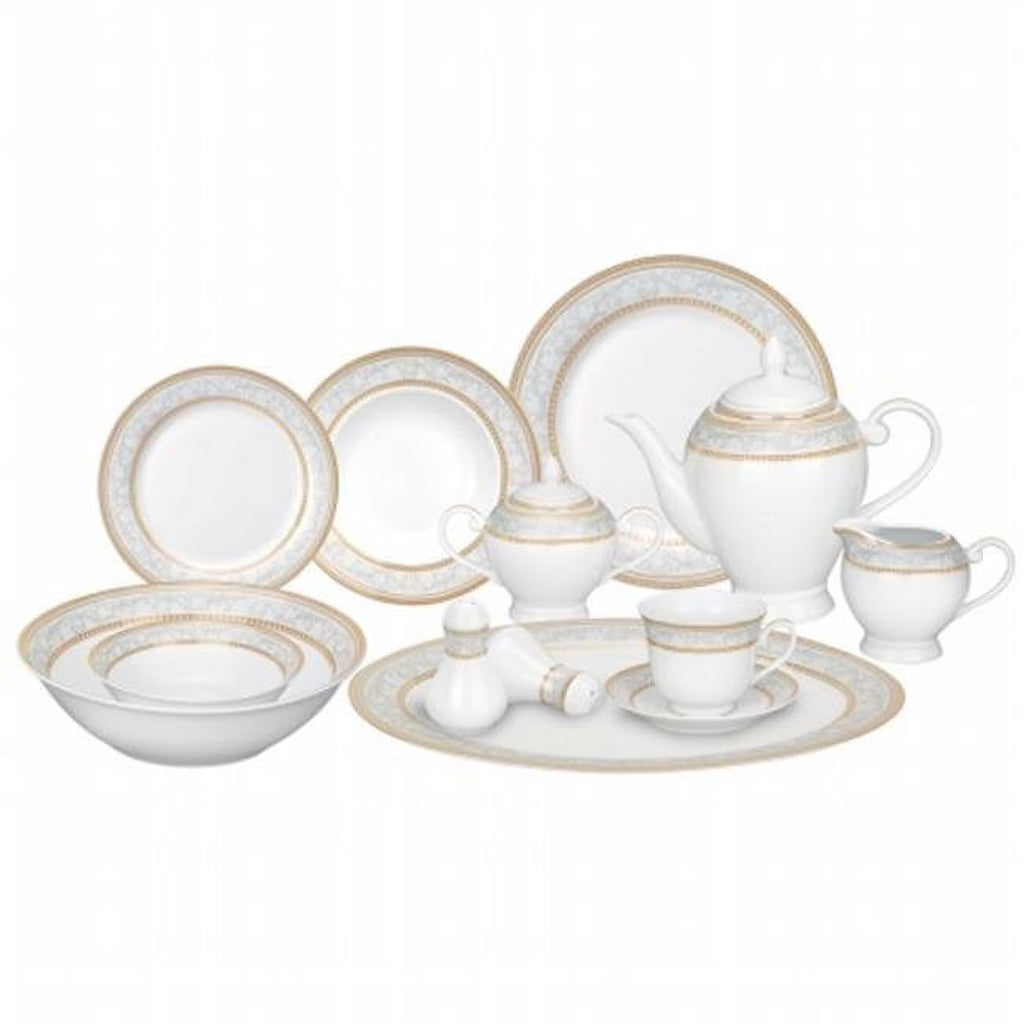 57-piece Porcelain Dinnerware Set with Gold Accent A731415