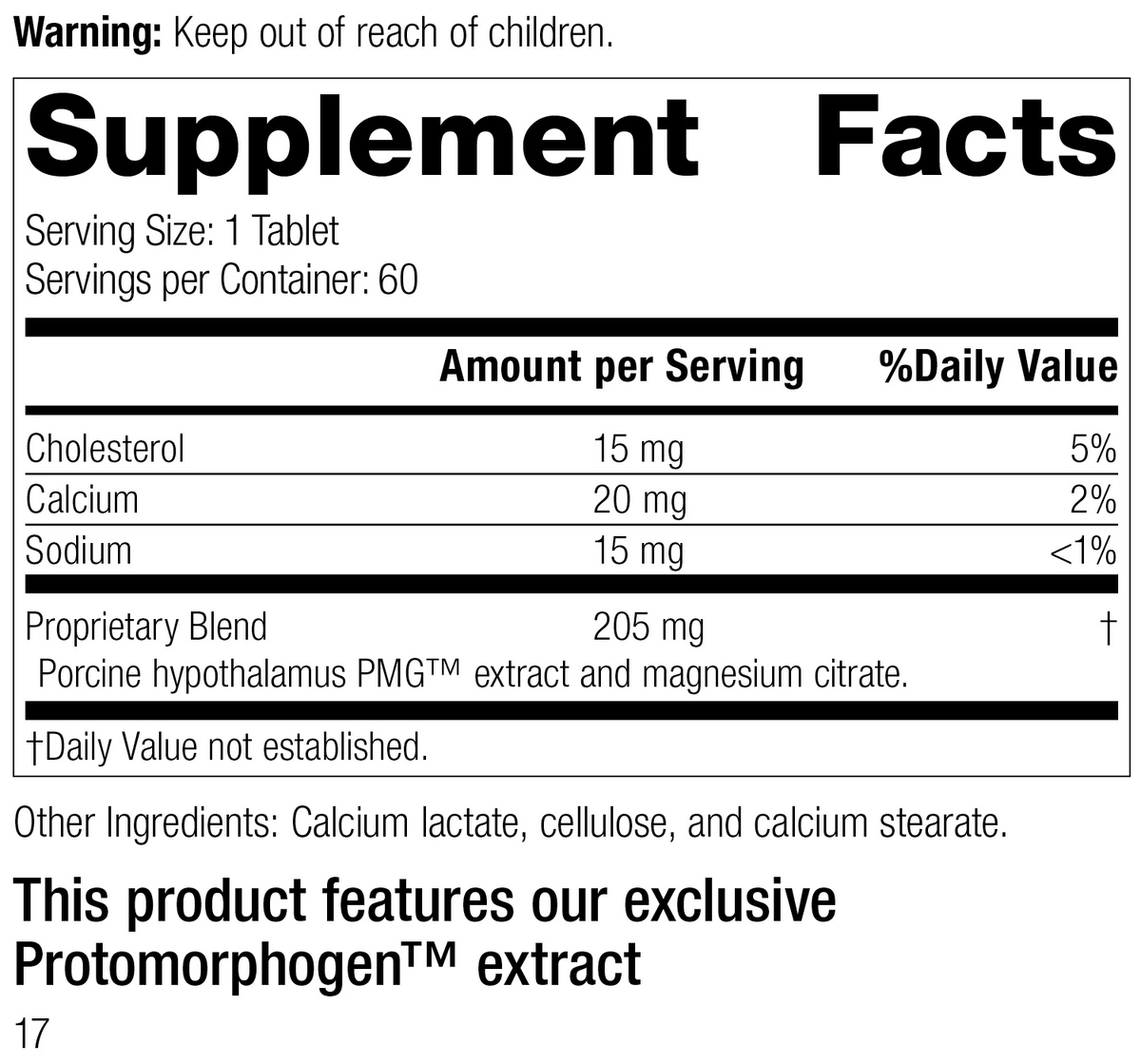 Hypothalamus PMG 60 Tablets R524374