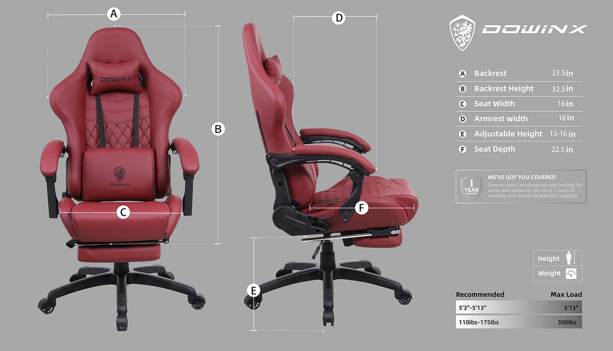 Gaming Chair Massage PU Leather with Footrest L82010