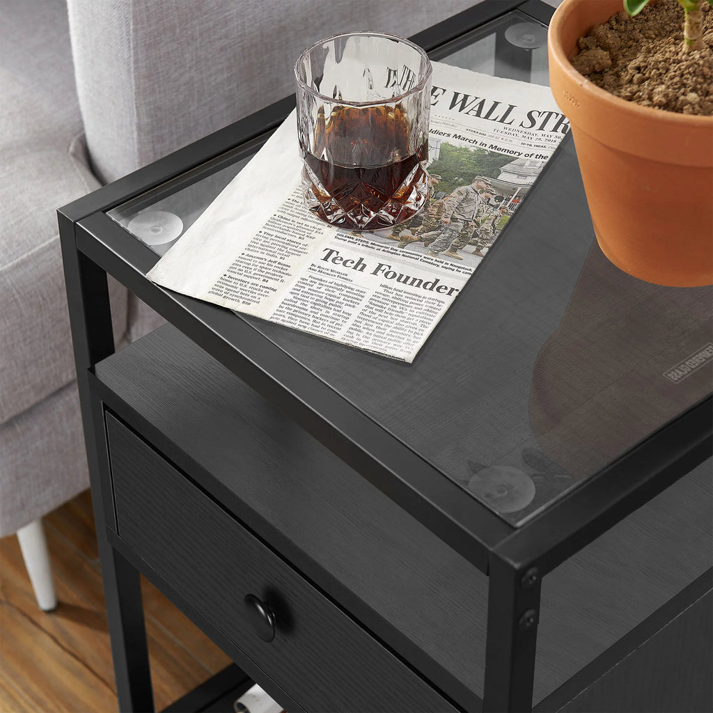 Black 3 Piece Coffee Table and End Table Set O747819