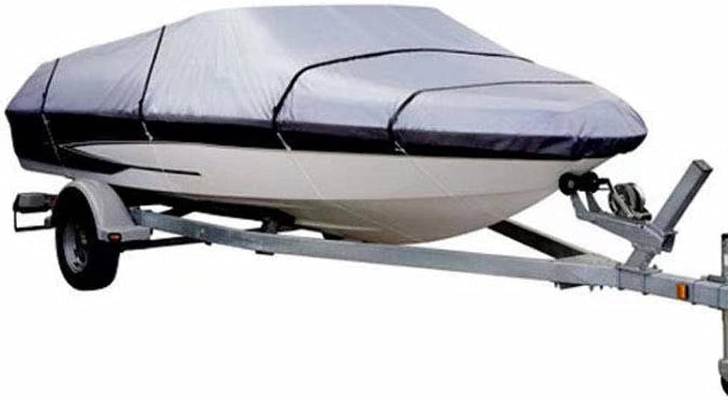 Heavy Duty 600D Marine Grade Polyester Canvas Trailerable Waterproof UV Resistant Boat Cover, 14'-16', Gray, Pack of 2 U535