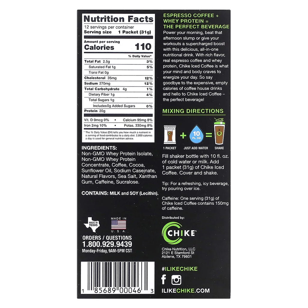 High Protein Iced Coffee Chocolate Caramel 12 Packets B882
