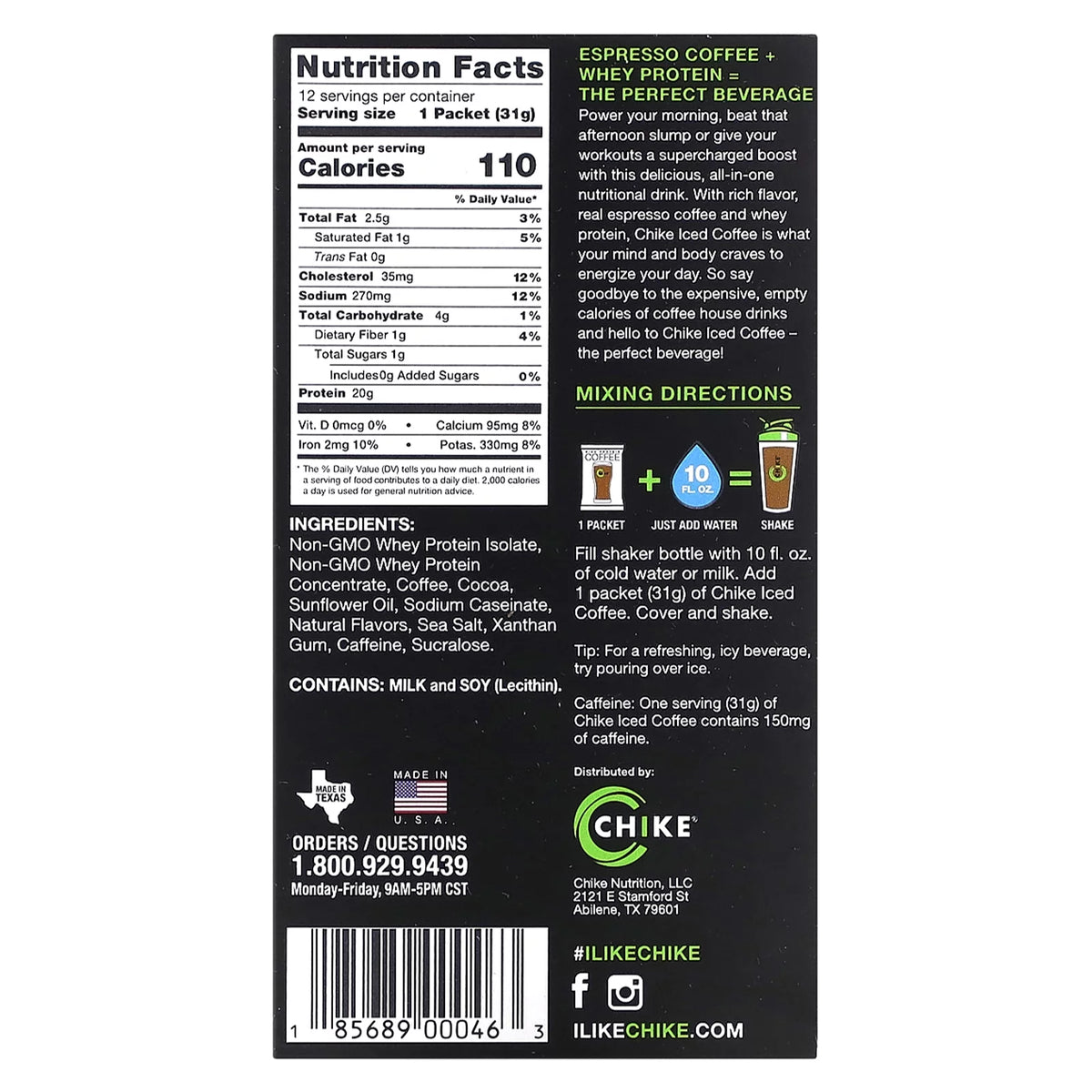 High Protein Iced Coffee Chocolate Caramel 12 Packets B882