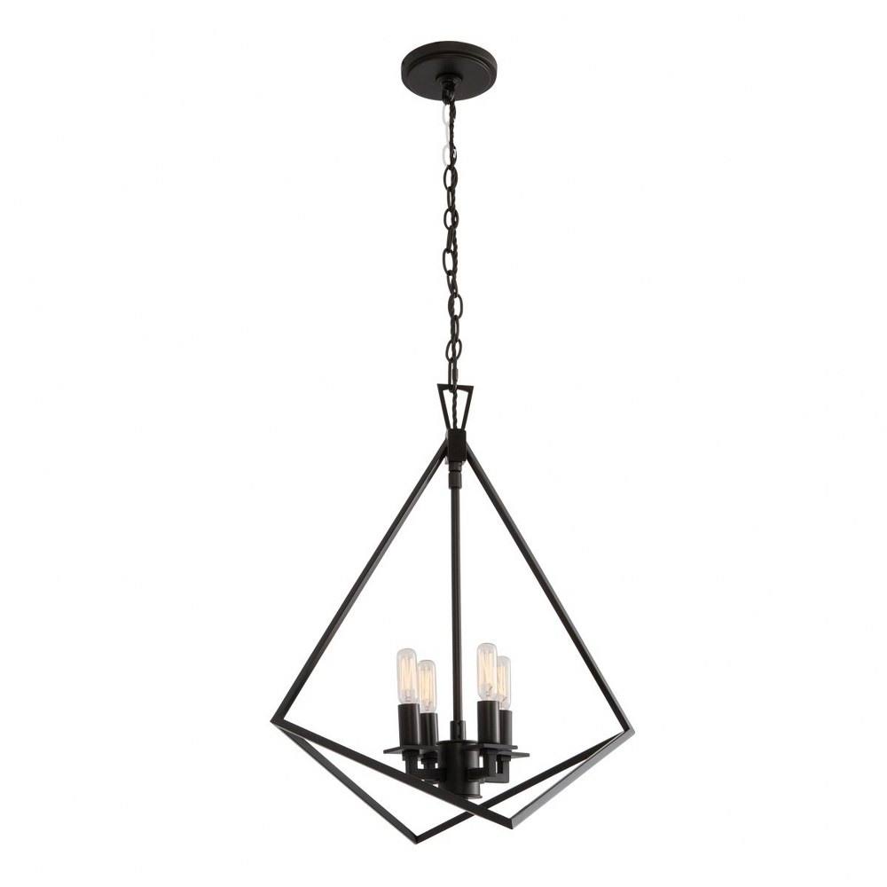 Four Light Cage Chandelier Matte Black Q671616