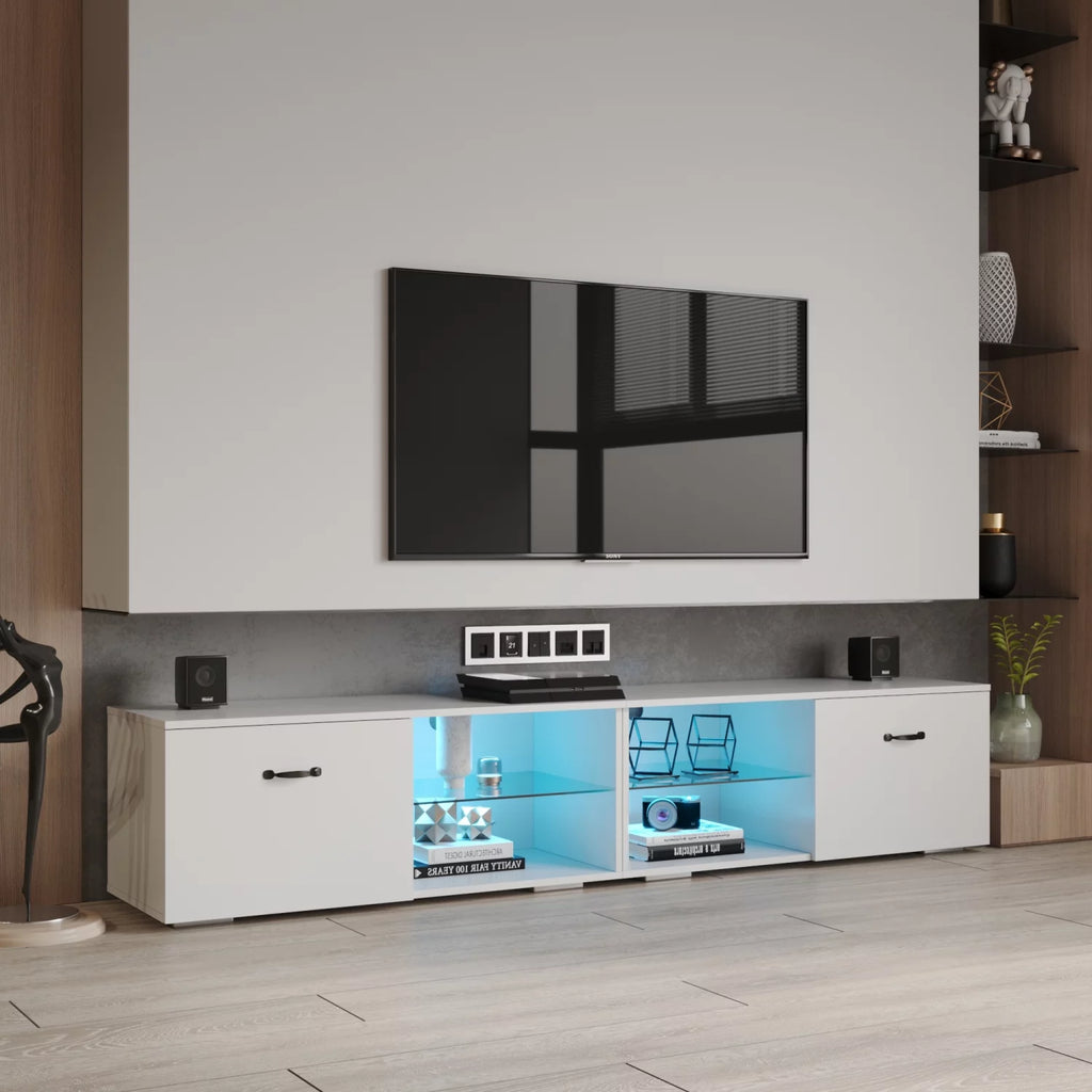 White TV Stand with Double Aluminum Lamp S650