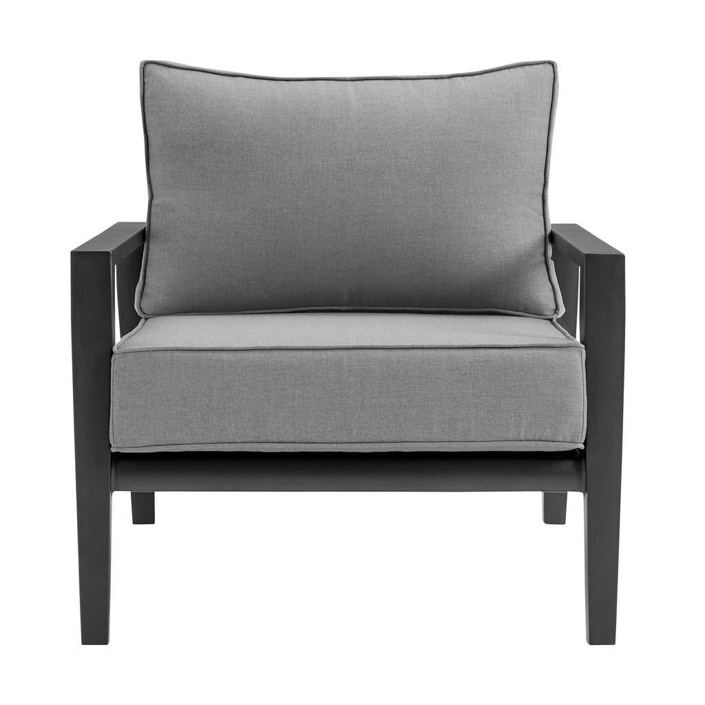 4 Piece Black Aluminum Outdoor Seating Set with Dark Gray Cushions U6093