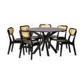 Dark Brown Wood and Woven Rattan O265552