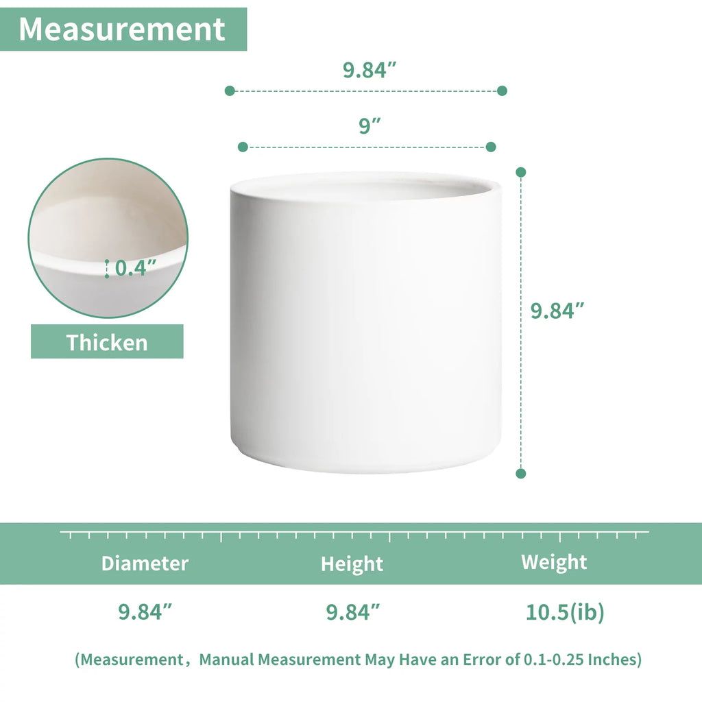 Ceramic Plant Pots with Drainage Hole (White) U23748