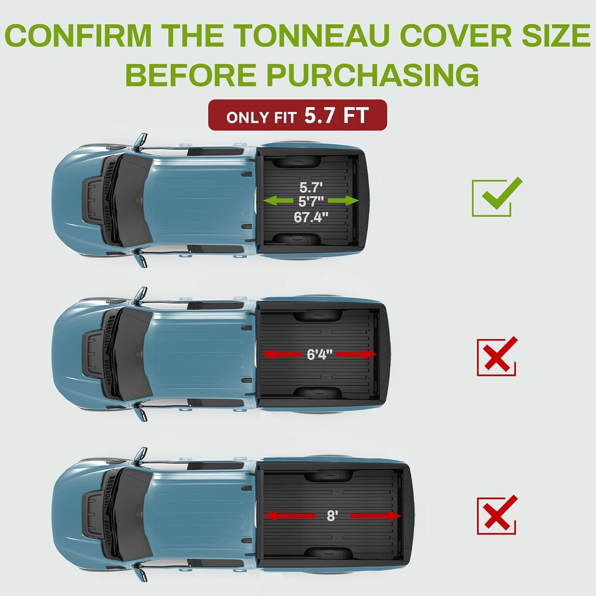 Soft Tri-fold Truck Bed Tonneau Cover for 5.7ft Bed C928