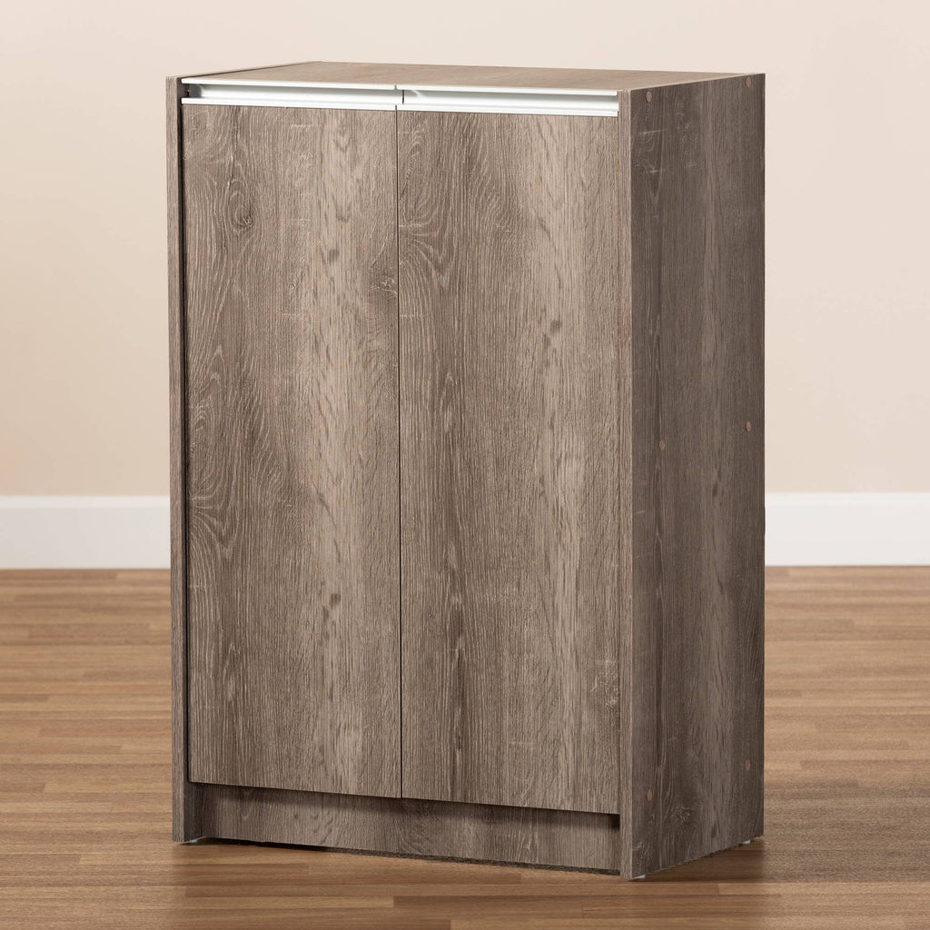 Weathered Oak Finished Wood 2-Door Shoe Cabinet Z229557
