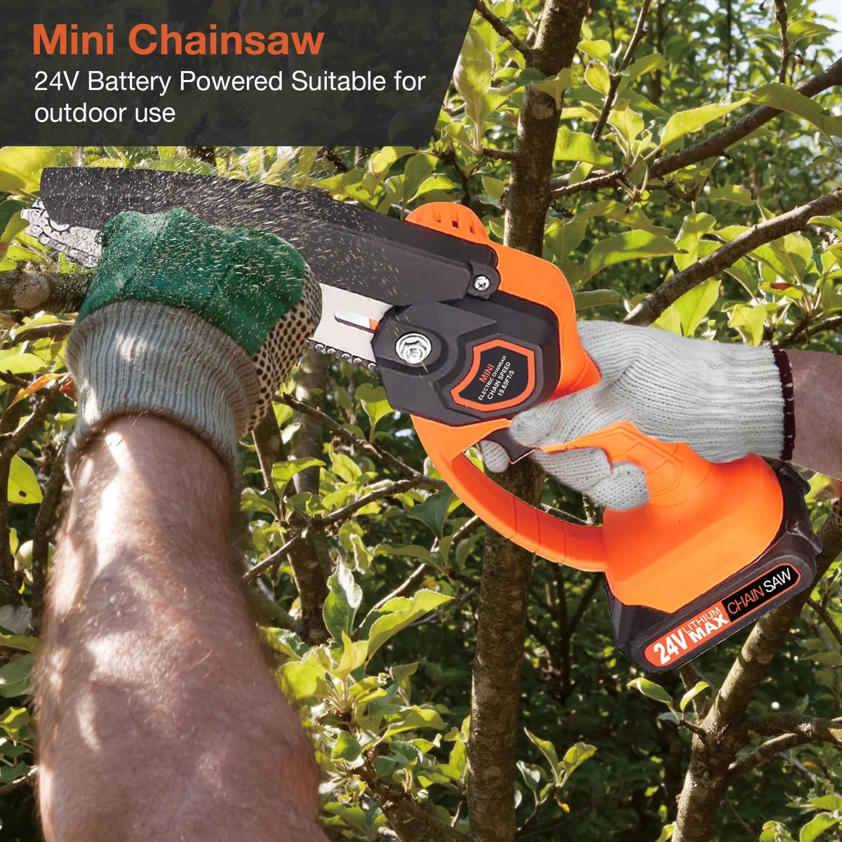 6 Mini Chainsaw Cordless Handheld Chain Saw with 2 Batteries 2 Chains O632809