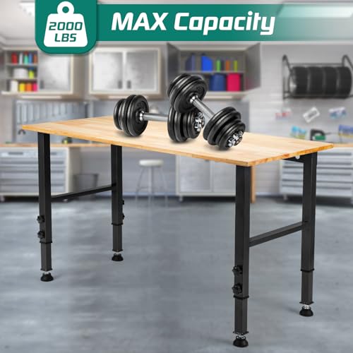 Adjustable Heavy Duty 2000 LBS Load Capacity Hardwood Workbench F257091