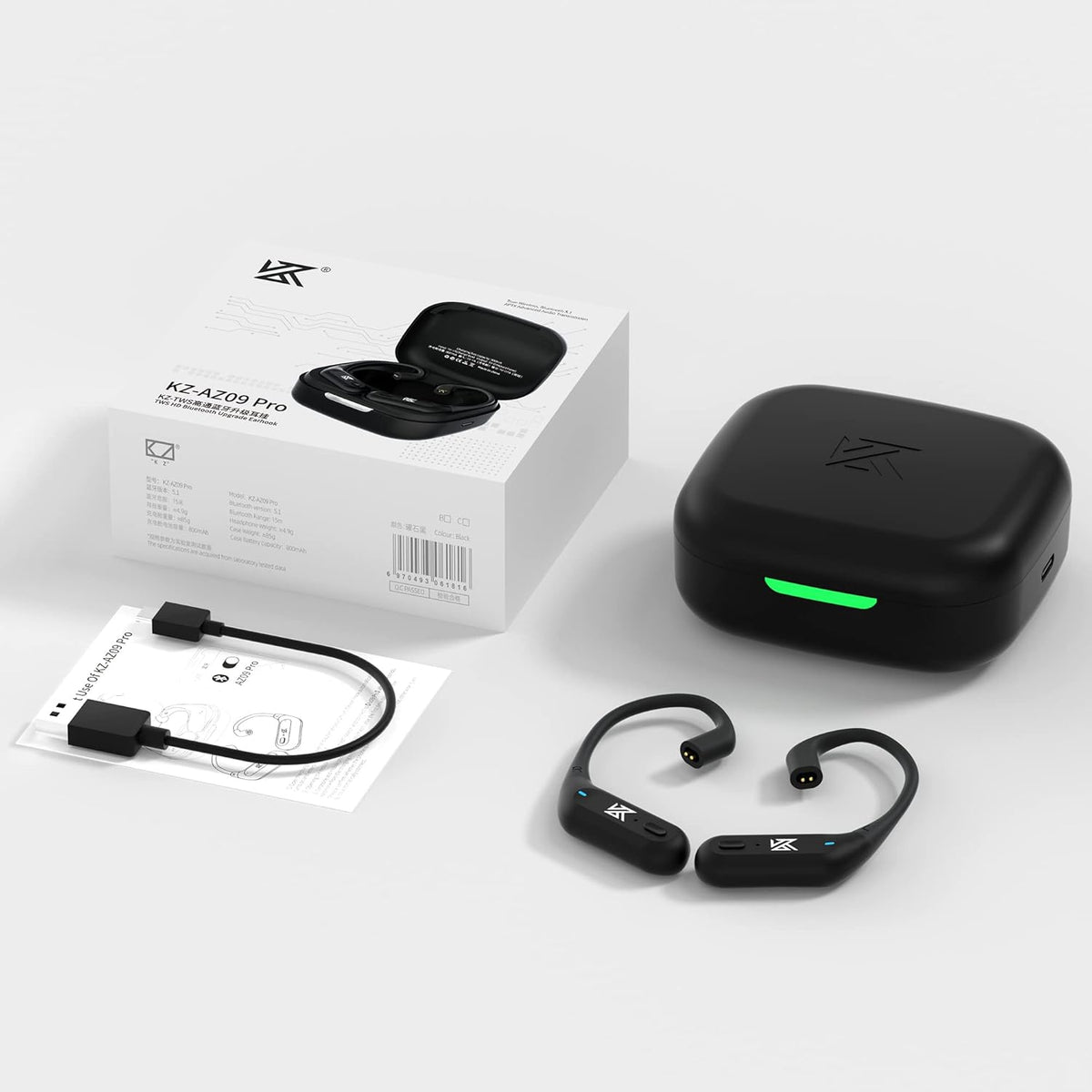 Wireless Adapter Cable Bluetooth 5.2 Module Upgrade Cable Ear Hook Black Pack of 2 M36943