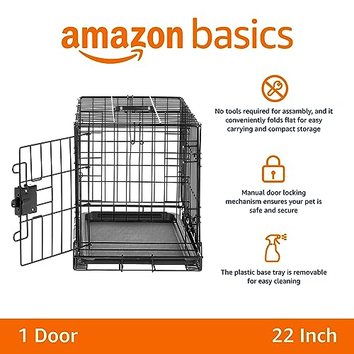 Foldable Metal Wire Dog Crate with Tray, 48 x 30 x 32.5 in, Black Y6052