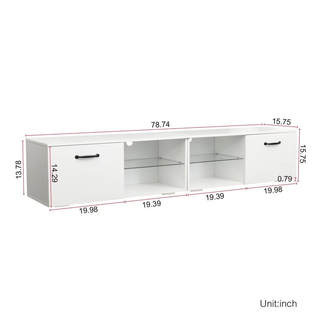 White TV Stand with Double Aluminum Lamp S650