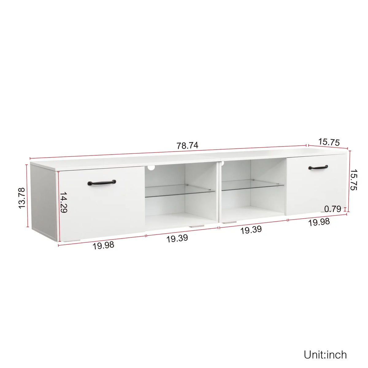White TV Stand with Double Aluminum Lamp S650