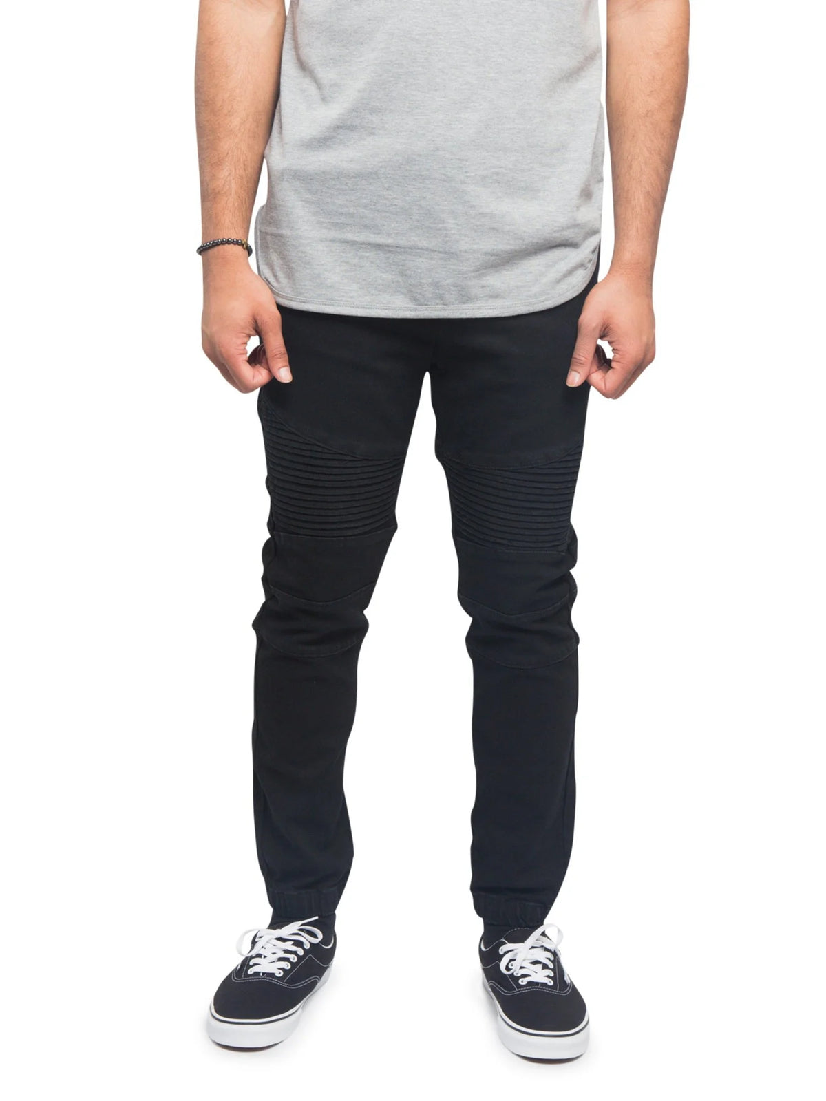 Slim Fit Biker Denim Jogger Jeans Black 4XL Y330374