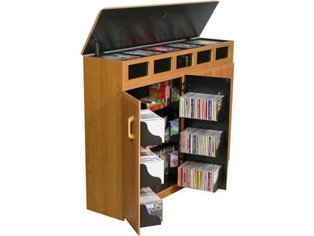 Top Load Media Cabinet Oak/Black C44318