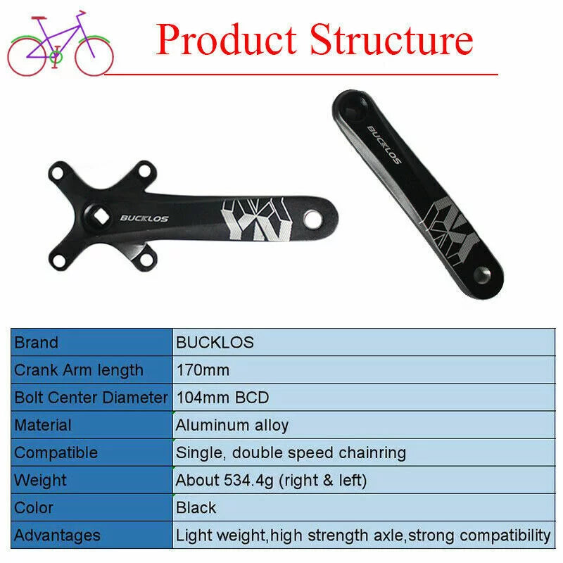 170mm Aluminum 7075 Black Mountain Bike Crank Arm A9215