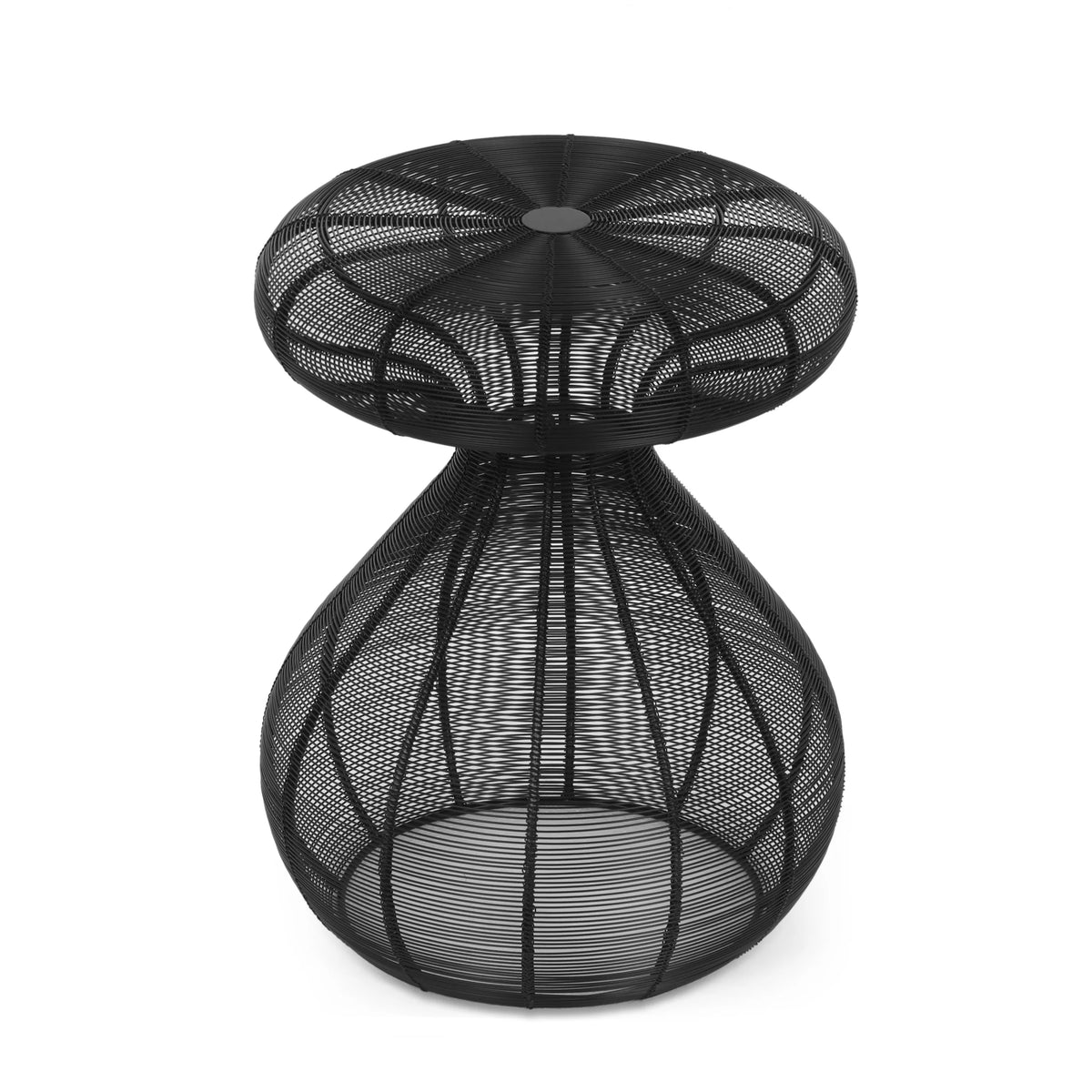 Black Round Aluminum Side Table H254993
