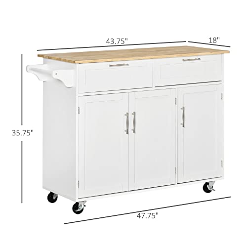 White Mobile Kitchen Island with Storage O156