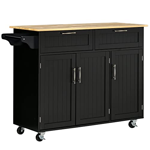 White Mobile Kitchen Island with Storage O156