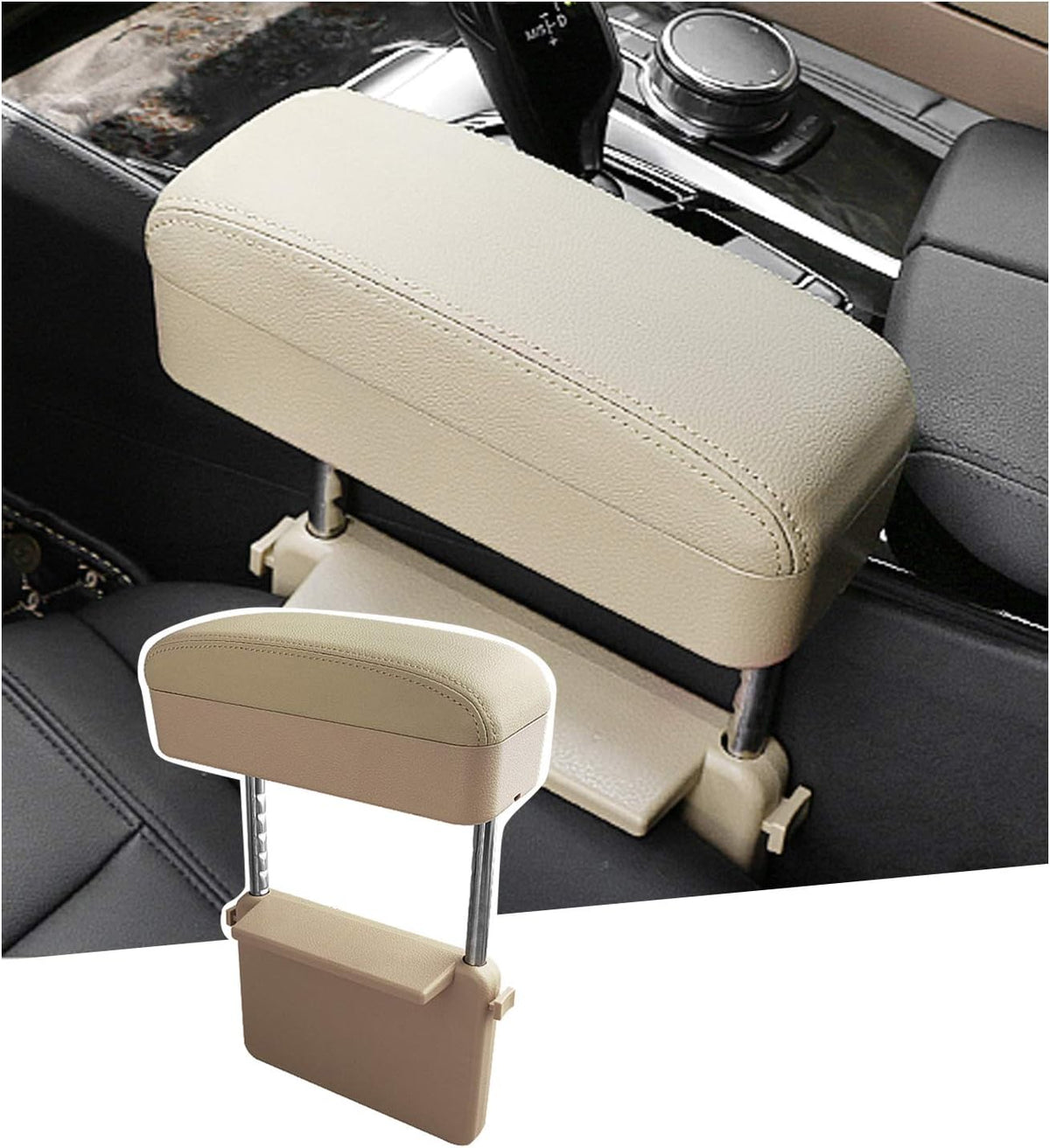 White Adjustable Car Armrest Pad P248589