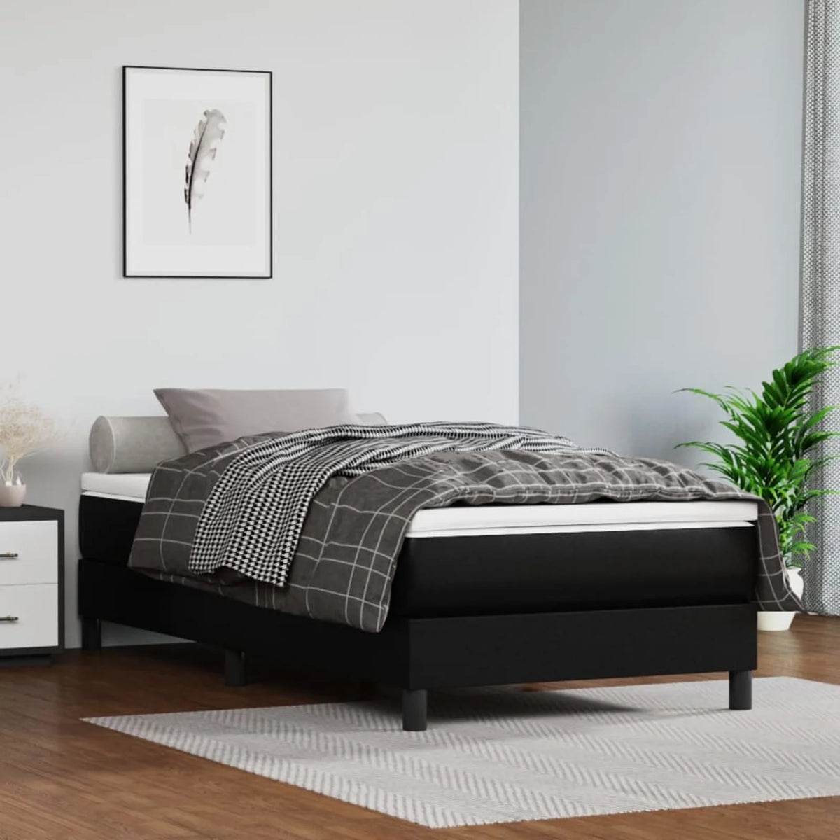 Black Faux Leather Pocket Spring Bed L216240