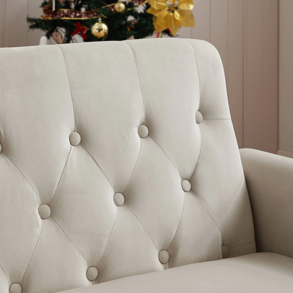 55" Beige Pull Out Sleeper Sofa Bed with Adjustable Backrest S31419