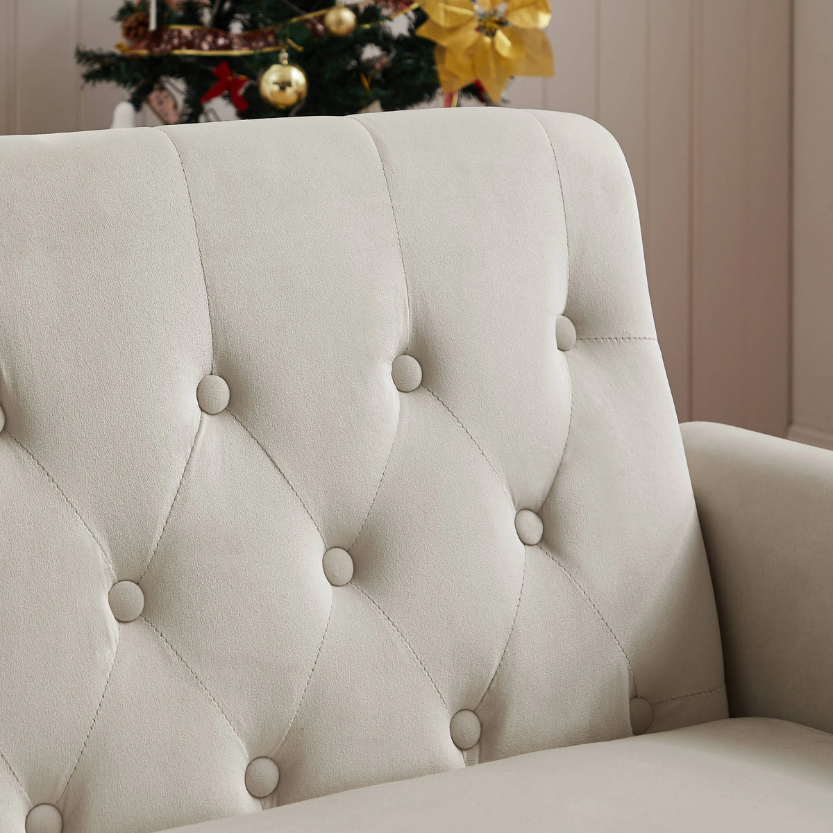 55" Beige Pull Out Sleeper Sofa Bed with Adjustable Backrest S31419