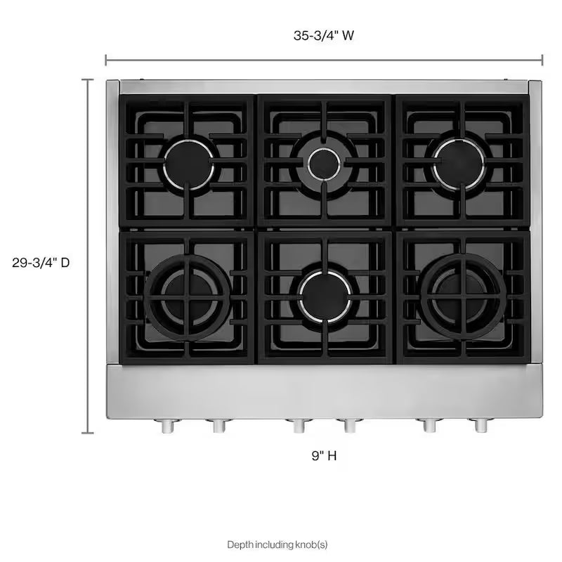 36 in. 6-Burners Stainless Steel Gas Cooktop P3918